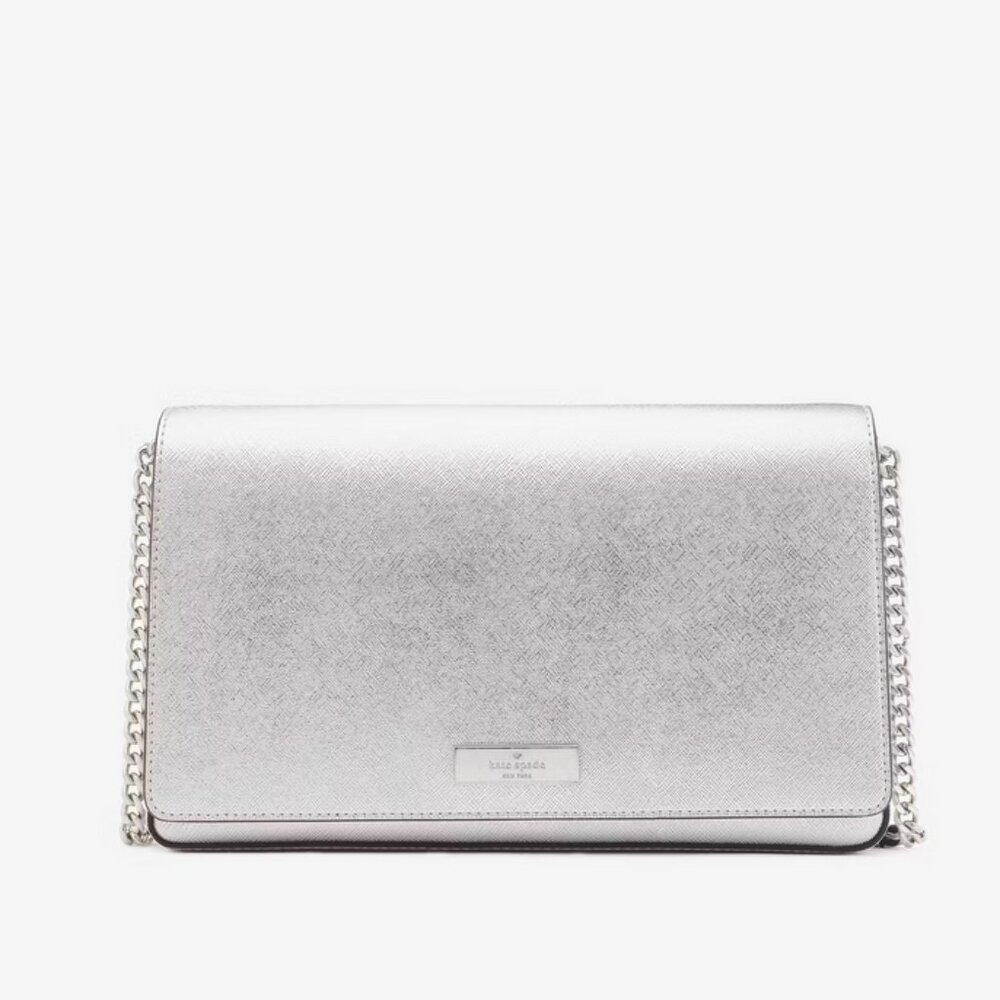 Kate Spade Kenzie Metallic Small Convertible Crossbody Clutch in Lunar Light